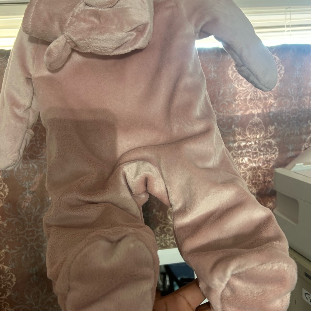 Plush Baby One-Piece Footed Sleeper - Dusty Pink